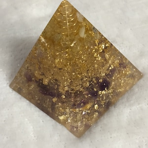 Citrine & Amethyst Orgonite Pyramid