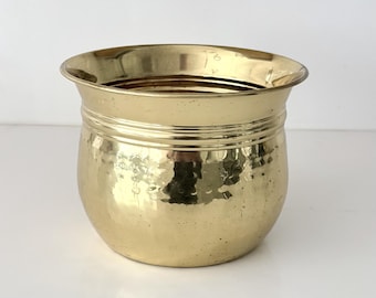 Vintage Hammered Brass Planter Pot