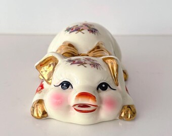 Vintage Ceramic Chinoiserie Piggybank
