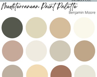 Mediterrane Farbanleitung für Innen- und Außenbereich | Spanischer Stil Home Farben | Warme neutrale Küstenfarbpalette | Benjamin Moore