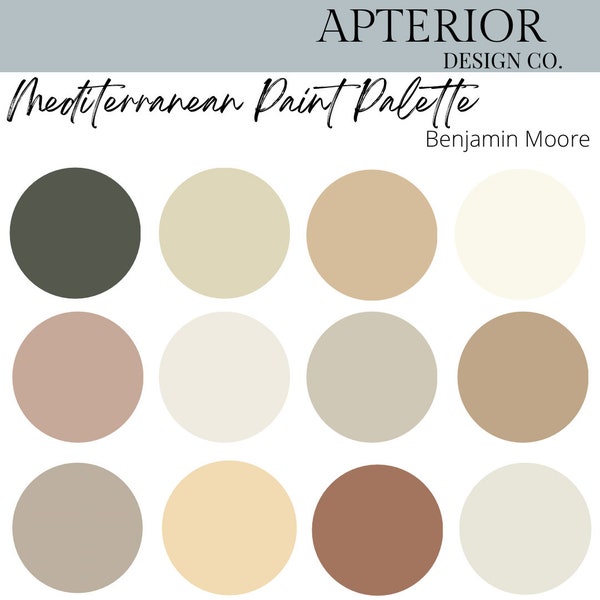 Mediterranean Paint Palette for Interior and Exterior (all Benjamin Moore)