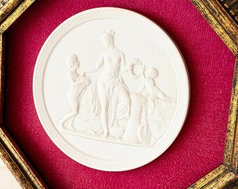 Antique Framed Royal Copenhagen Bisque Porcelain Relief