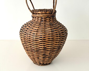 Vintage Wicker Urn Shaped Basket