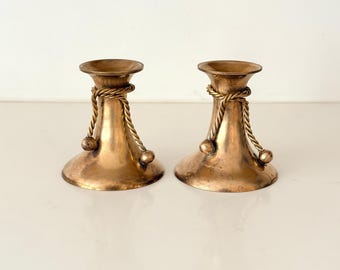 Pair of Brass Candlestick Holders with Tassels