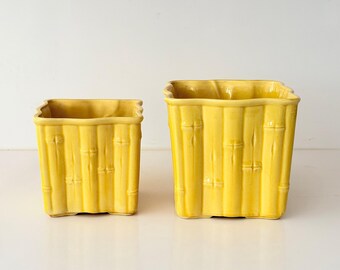 Vintage Shawnee Bamboo Pottery Planters