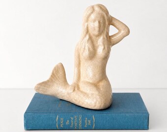 Vintage Ceramic Mermaid with Crackle Glaze