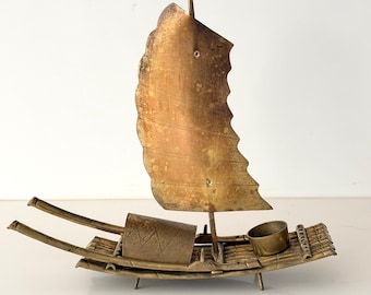 Vintage Brass Chinese Sailboat