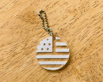 American Flag Acrylic Backpack/Bag Tag