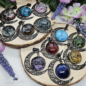 Black Moon Necklace | Glass | Customizable Pendant | Unique Colors