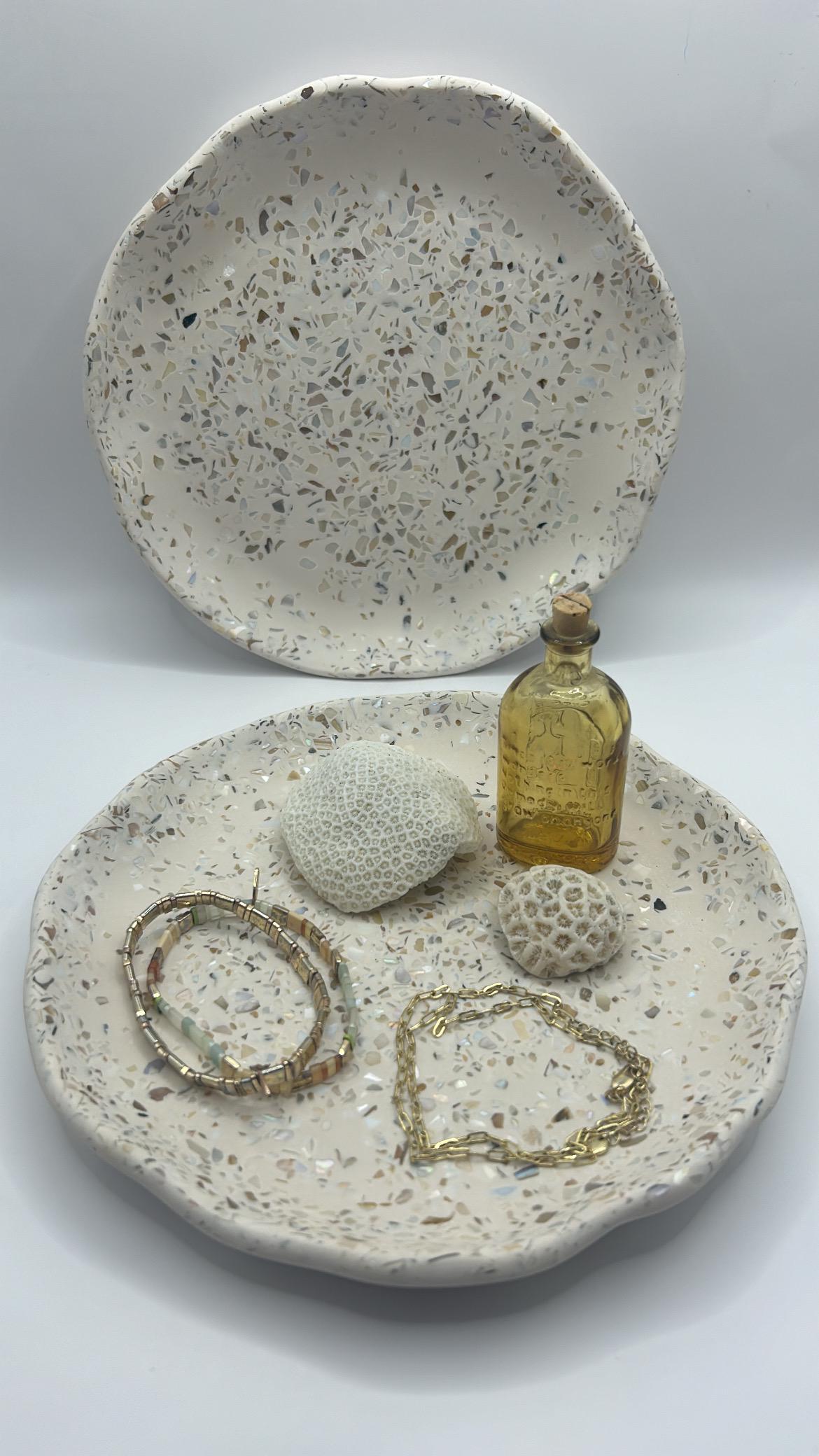 White Mother of Pearl Wavy Tray, Curved and Wavy Tray, Shell