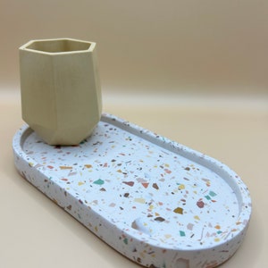 Earth Tone and Brick Red Terrazzo Trinket Tray, Coffee Table Dish, Home Decor, Jewelry, Candle Holder