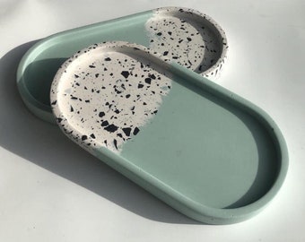 Custom 2-Tone Terrazzo Trinket Tray, Coffee Table Decor, Candle Tray, Jewelry Dish, Cute Home Decor, Jewelry Dish, Bedside Table, Catch-All