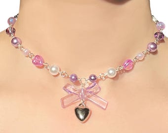 Lila Perlen Choker Halskette
