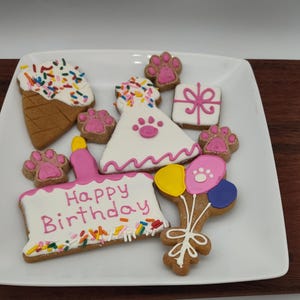 Girl Dog Birthday Treat, Dog Party Pack, Decorated Birthday Treats, Birthday Dog Treats, Dog Bakery, Bulk Dog Treats, Artisan Dog Cookie