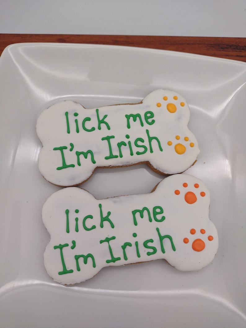 Lick Me I'm Irish Dog Bone, Decorated Dog Bone Cookies, St. Patricks
