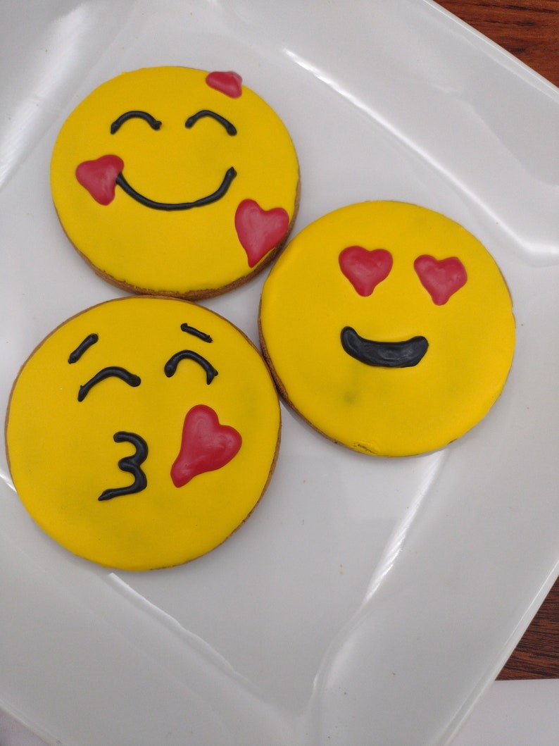 Heart Emojis, 3pk Valentine Emoji Cookies, Dog Treats, Dog Cookies for