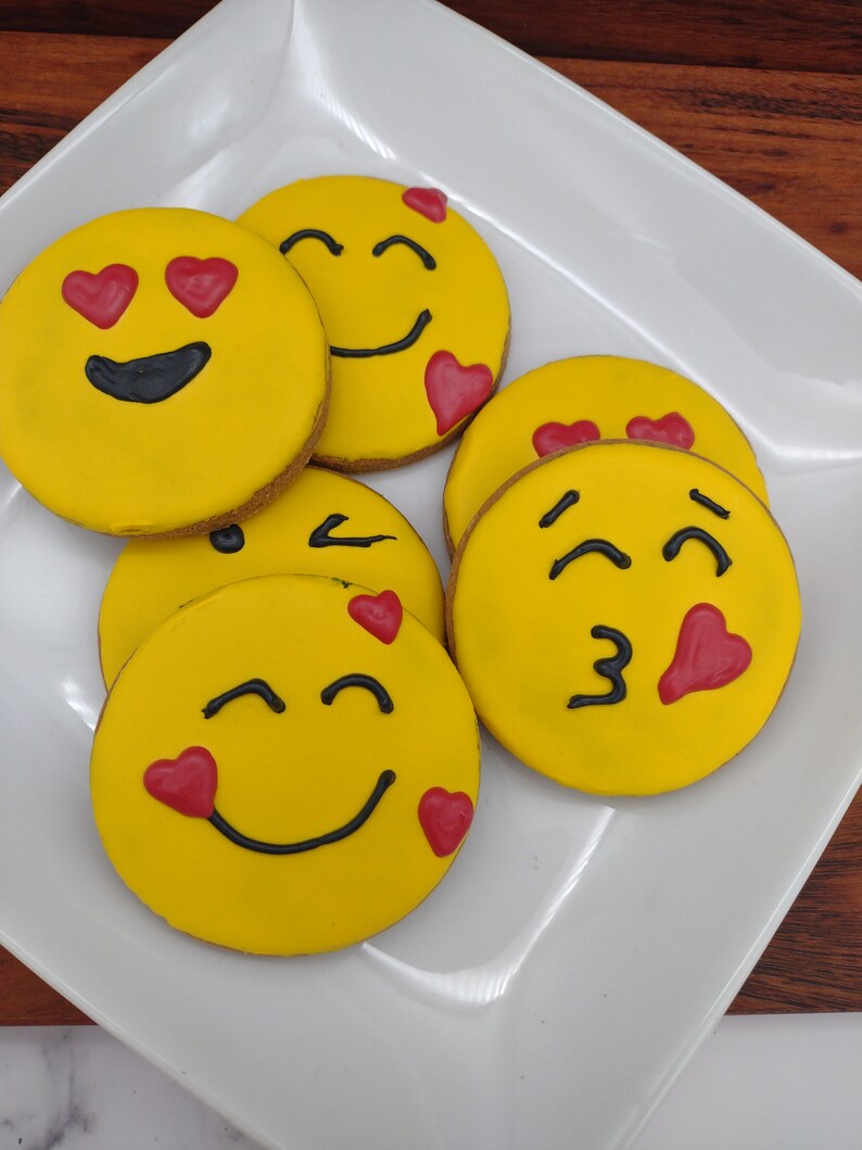 Heart Emojis, 3pk Valentine Emoji Cookies, Dog Treats, Dog Cookies for