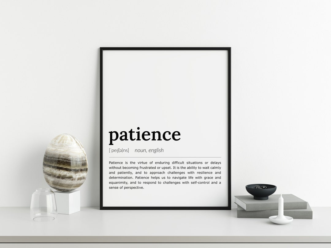 Patience Definition Printable Wall Art Dictionary Poster Etsy