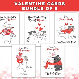 Cute Cats Valentines Day Card, Printable Valentines Day Card, Card for him her husband boyfriend girlfriend, Happy Valentine&#39;s Day, Cat Card
