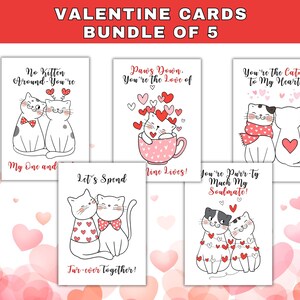 Cute Cats Valentines Day Card, Printable Valentines Day Card, Card for him her husband boyfriend girlfriend, Happy Valentine&#39;s Day, Cat Card