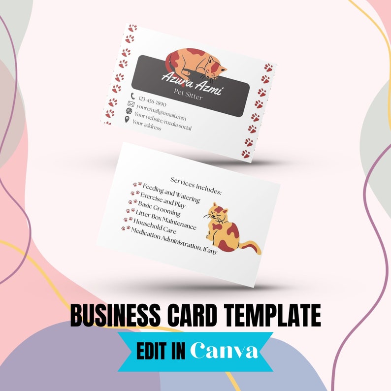 Pet Sitting Business Card Template, Pet Sitter, Pet Care, Pet Care ...