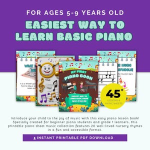 My First Piano Book – Easy Piano Music Sheets for Beginners | Beginner Piano Lessons with Musical Papers & Nursery Rhymes | Printable PDF