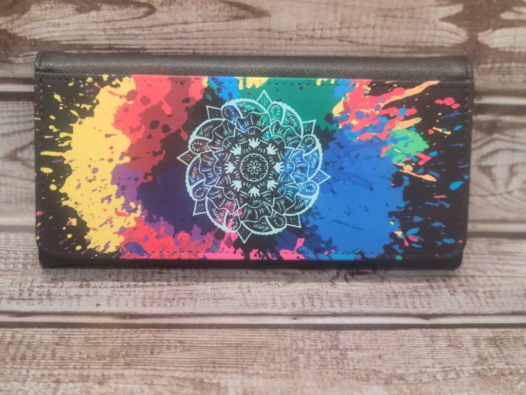 Inappropriate Mandala Paint Splatter Wallet, Women's Wallets, Tri Fold, Swear Words Wallet