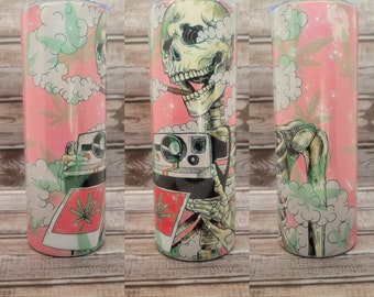 Rauchend Totenkopf Becher, Marihuana Blatt Becher