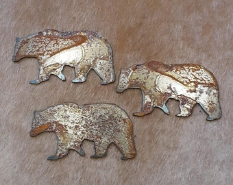 Rusty Metal Bears; Set of 3, home accents, yard garden decor, ornaments, magnets, signs, crafts