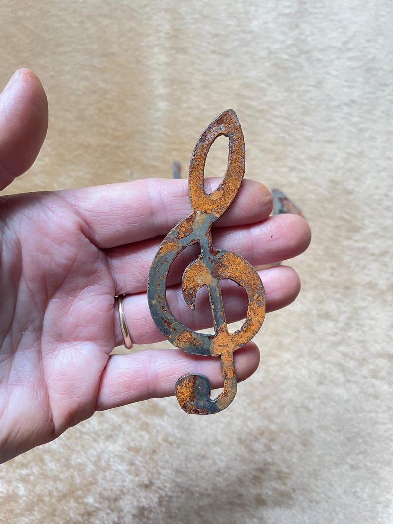 Rusty Clef Note Musical Notes Rustic Metal Accents Set of 4 Ornaments Magnets - Etsy