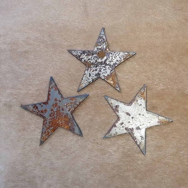 Rusty Metal Stars, Set of 3; crafts, signs, stencils, magnets, ornaments, home decor, garden art