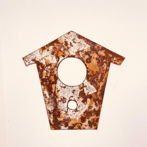 Rusty Metal Birdhouse - Handmade 6" Garden or Wall Accent