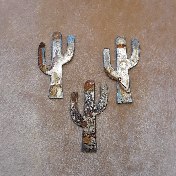 Rusty Metal Cactus Saguaros, Set of 3;  crafts, signs, stencils, magnets, ornaments, home decor, garden yard art