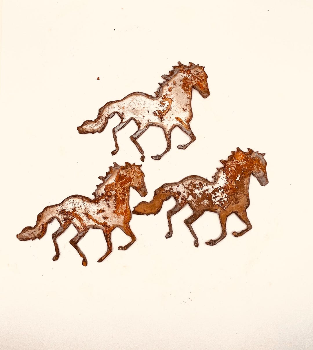 Stamped Metal Running Horses Rustic Metal Running Horses 3.5