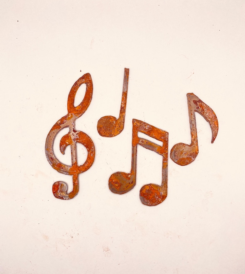 Rusty Clef Note Musical Notes Rustic Metal Accents Set of 4 Ornaments Magnets - Etsy