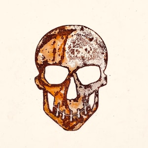 Rusty Metal Skull; 4&quot; single item, metal art, sign, magnet, stencil, wall decoration, halloween