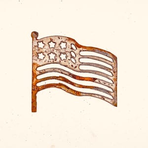 Rusty Metal American Flag: Patriotic Ornament, Magnet, or Accent