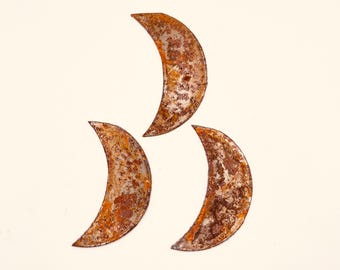 Rusty Metal Crescent Moons: DIY Craft Ornaments, Rustic Decor (Set of 3 or 9)
