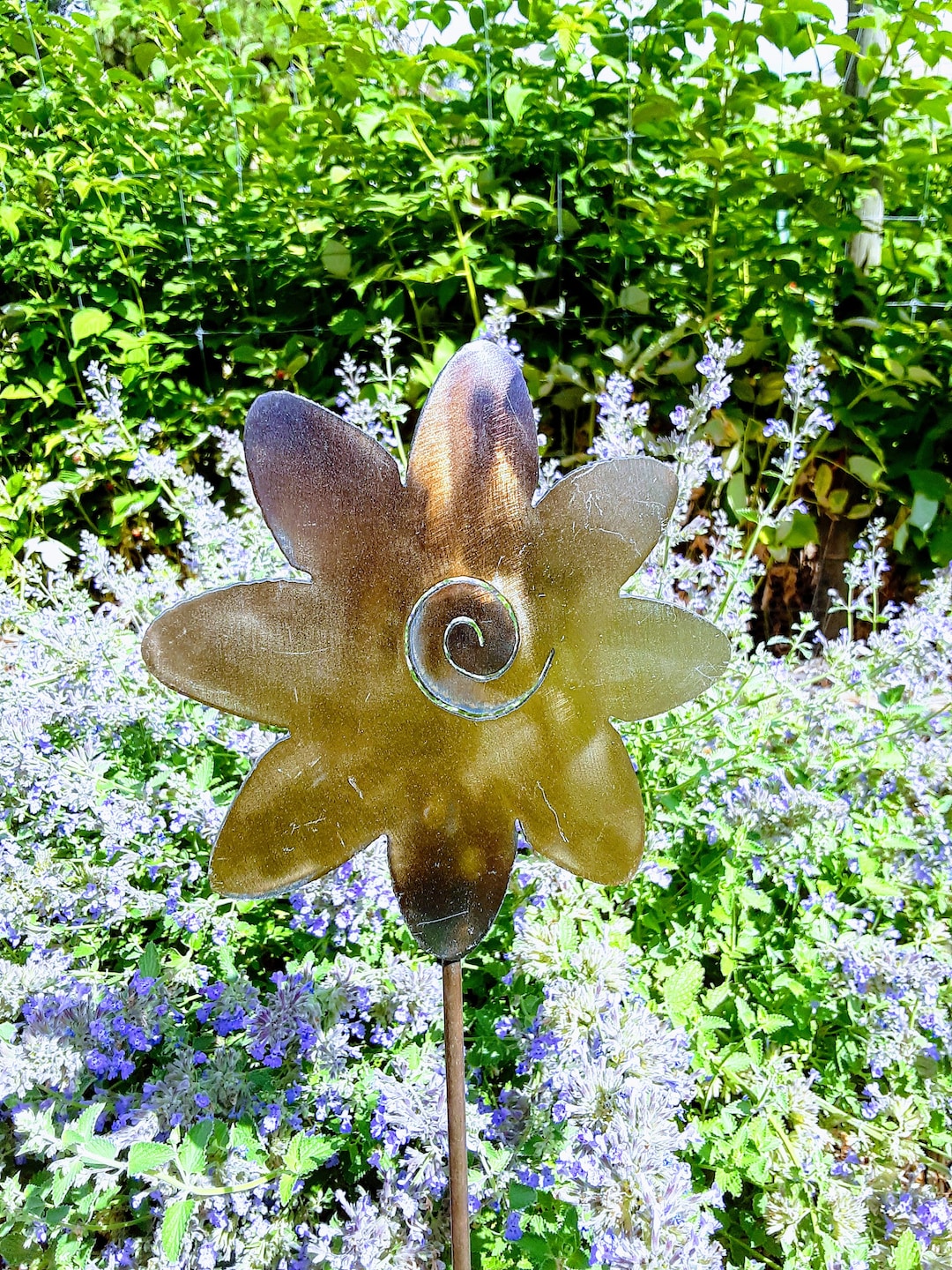 Rusty Flower Metal Yard Art Stakes Heat Treated Rustic Flower Etsy