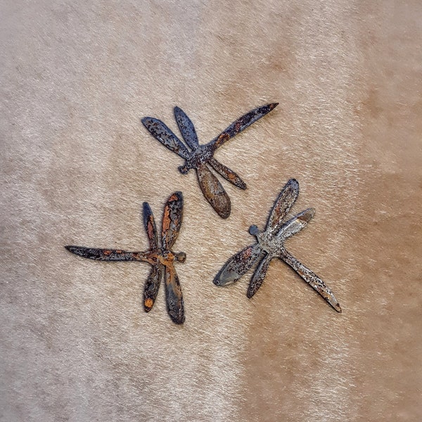 Rusty Metal Dragonflies; Set of 3, home decor, garden yard art, crafts, signs, stencils, magnets