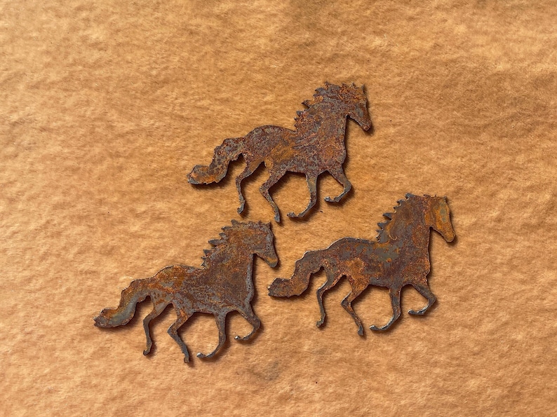 Stamped Metal Running Horses Rustic Metal Running Horses 3.5