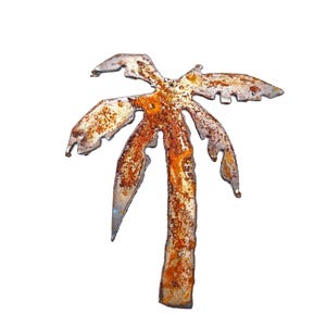 Rusty Metal Palm Tree Ornament - Magnet | Plasma Cut | 3 X 3 In | Garden Art | Home Accent | Made Usa