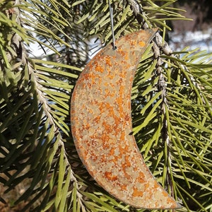 Rustic Primitive Metal Moon Christmas Ornament