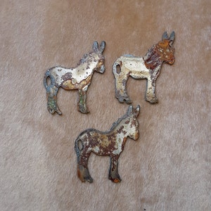 Rusty Metal Donkey Mule Burro; Set of 3, crafts, signs, stencils, magnets, ornaments, home and garden decor