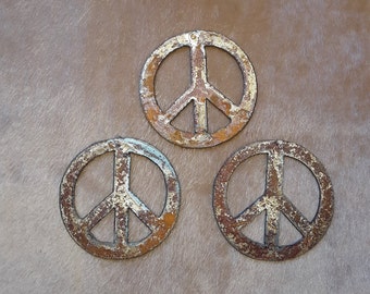 Rusty Metal Peace Signs; Set of 3, crafts, signs, stencils, magnets, ornaments, home decor, garden art