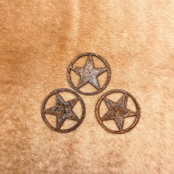 Rustic Metal Texas Stars; Set of 3, crafts, home decor, western accents, magnets, ornaments, stencils, signs