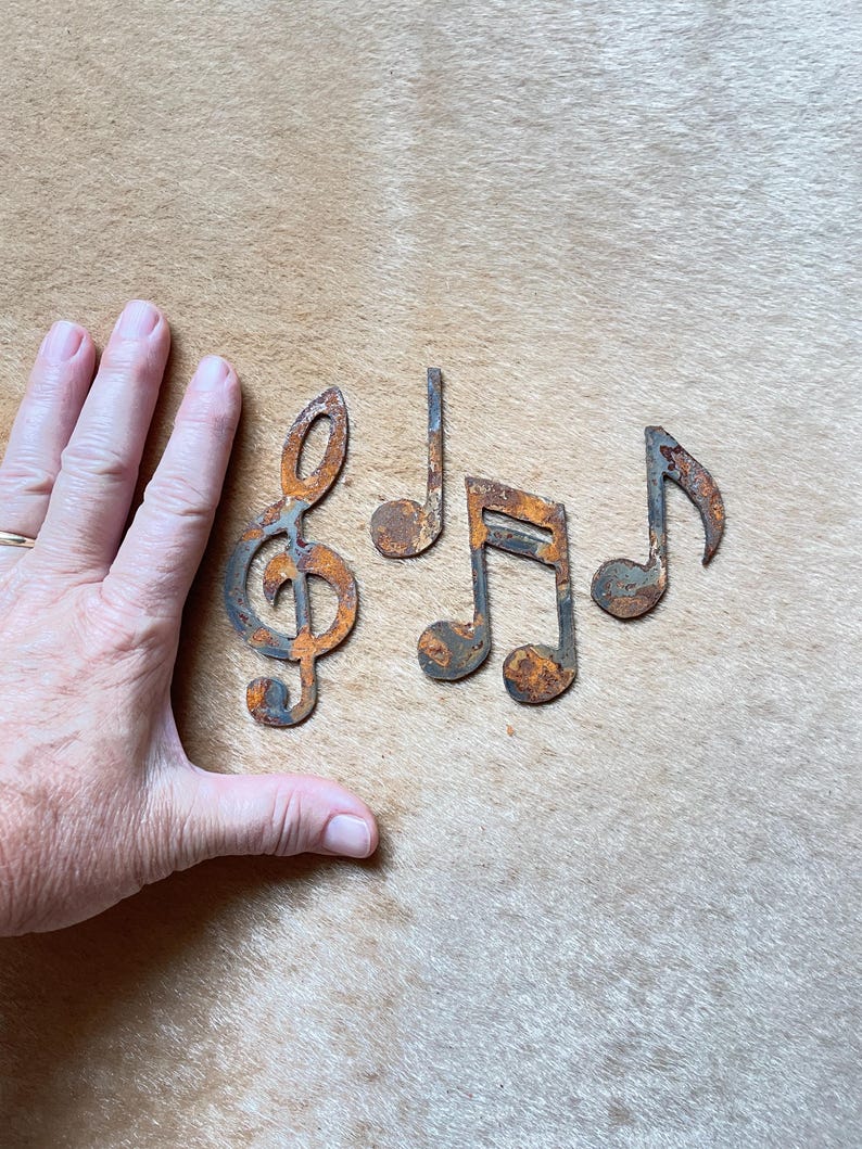 Rusty Clef Note Musical Notes Rustic Metal Accents Set of 4 Ornaments Magnets - Etsy
