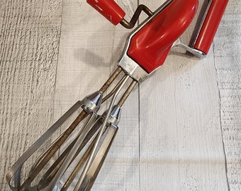 Vintage Red Maynard Egg Beater Hand Mixer MCM 1950s 1960s Retro Kitchen Etsy