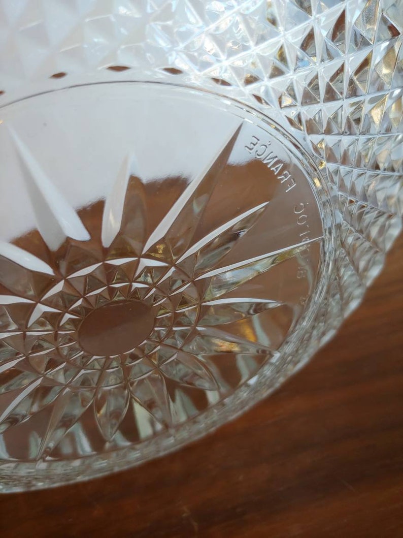 Vintage Arcoroc France Cut Crystal Bowl Starburst Inch Serving Bowl
