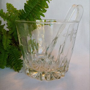 Vintage Princess House Heritage Etched Crystal Ice Bucket with Tongs, Barware, Host Gift